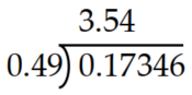Insert the decimal point in the appropriate place. -  A)    B)    C)    D)   