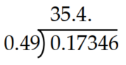 Insert the decimal point in the appropriate place. -  A)    B)    C)    D)   