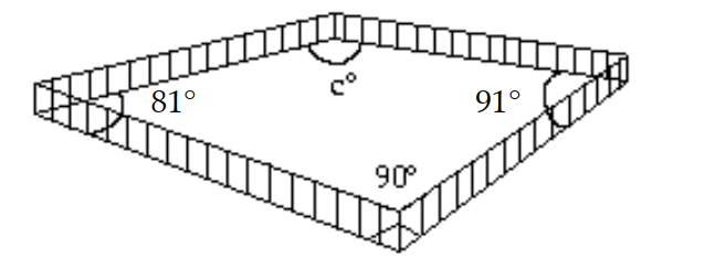  Solve. -A fence was installed surrounding a plot of land which had the following angle measurements.   Write an expression, in simplified form, for the sum of the measures of the four angles. A)   262^{\circ}  B)   171^{\circ}+\mathrm{c}^{\circ}  C)   262^{\circ}+\mathrm{c}^{\circ}  D)   532^{\circ}-\mathrm{c}^{\circ}