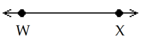 <strong>Choose the appropriate sketch for the indicated geometric object. -Line \overleftrightarrow{\mathrm{WX}} </strong> A) B) C) D)