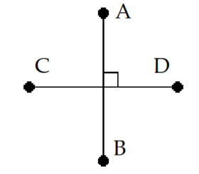 <strong>Choose the appropriate sketch for the indicated geometric object. -Perpendicular lines \overleftrightarrow{\mathrm{AB}} and \overleftrightarrow{\mathrm{CD}} </strong> A) B) C) D)