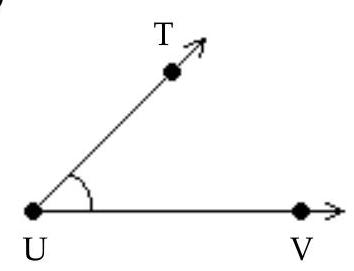 <strong>Choose the appropriate sketch for the indicated geometric object. -Obtuse angle \angle \mathrm{TUV} </strong> A) B) C) D)