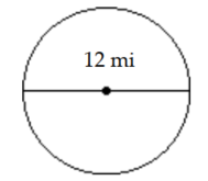 <strong>Find the circumference of the circle. Use 3.14 for \pi . - </strong> A) 37.68 \mathrm{mi} B) 113.04 \mathrm{mi} C) 18.84 \mathrm{mi} D) 75.36 \mathrm{mi}
