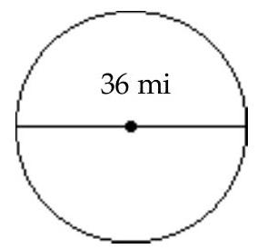 <strong>Find the circumference of the circle. Use 3.14 for \pi . - </strong> A) 1017.36 \mathrm{mi} B) 113.04 \mathrm{mi} C) 226.08 \mathrm{mi} D) 56.52 \mathrm{mi}