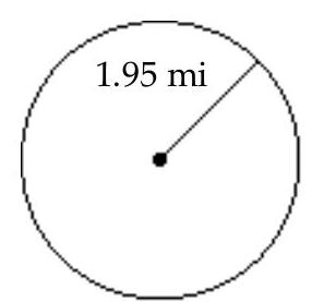<strong>Find the circumference of the circle. Use 3.14 for \pi . - </strong> A) 6.123 \mathrm{mi} B) 24.492 \mathrm{mi} C) 47.759 \mathrm{mi} D) 12.246 \mathrm{mi}