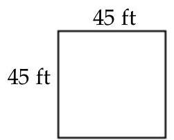  Find area of figure. Round to the nearest hundredth if necessary. -  A)   90 \mathrm{ft}^{2}  B)   180 \mathrm{ft}^{2}  C)   4050 \mathrm{ft}^{2}  D)   2025 \mathrm{ft}^{2}