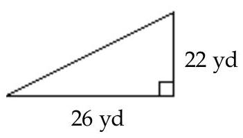  Find area of figure. Round to the nearest hundredth if necessary. -  A)   242 \mathrm{yd}^{2}  B)   572 \mathrm{yd}^{2}  C)   143 \mathrm{yd}^{2}  D)   286 \mathrm{yd}^{2}