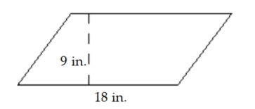  Find area of figure. Round to the nearest hundredth if necessary. -  A)  81 in.  ^{2}  B)  162 in.  ^{2}  C)   27 \mathrm{in.}^{2}  D)  324 in.  ^{2}