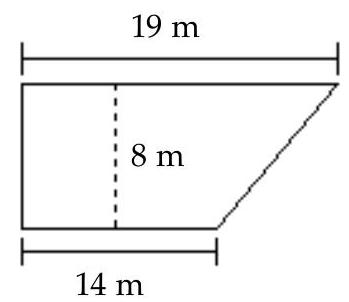  Find area of figure. Round to the nearest hundredth if necessary. -  A)   264 \mathrm{~m}^{2}  B)   1064 \mathrm{~m}^{2}  C)   132 \mathrm{~m}^{2}  D)   258 \mathrm{~m}^{2}