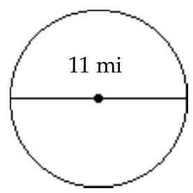  Find area of circle. (Use 3.14 for  \pi  )  -Find the area. Use 3.14 for  \pi .   A)   34.54 \mathrm{mi}^{2}  B)   94.985 \mathrm{mi}^{2}  C)   69.08 \mathrm{mi}^{2}  D)   379.94 \mathrm{mi}^{2}
