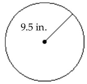  Find area of circle. (Use 3.14 for  \pi  )  -Find the area of the circle. Use 3.14 for  \pi .   A)   283.385 \mathrm{in.}^{2}  B)  1133.54 in.  ^{2}  C)  119.32 in.  ^{2}  D)   59.66 \mathrm{in.}^{2}