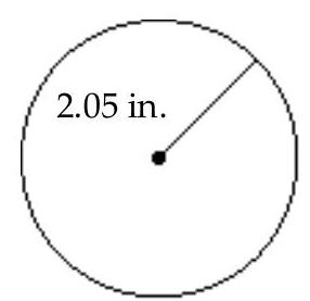  Find area of circle. (Use 3.14 for  \pi  )  -Find the area. Use 3.14 for  \pi .   A)   13.19585 \mathrm{in.}^{2}  B)   25.748 \mathrm{in.}^{2}  C)  52.7834 in.  ^{2}  D)  12.874 in.  ^{2}