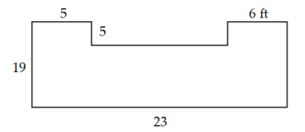  Find area of figure. Round to the nearest hundredth if necessary. -  A)   422 \mathrm{ft}^{2}  B)   75 \mathrm{ft}^{2}  C)   407 \mathrm{ft}^{2}  D)   377 \mathrm{ft}^{2}