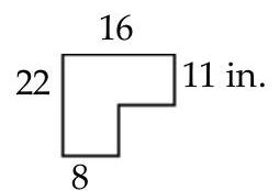  Find area of figure. Round to the nearest hundredth if necessary. -  A)  274 in.  { }^{2}  B)   319 \mathrm{in.}{ }^{2}  C)  231 in.  { }^{2}  D)   264 \mathrm{in.}{ }^{2}