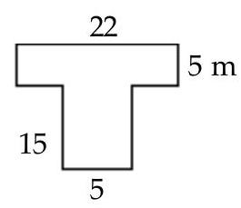  Find area of figure. Round to the nearest hundredth if necessary. -  A)   135 \mathrm{~m}^{2}  B)   101 \mathrm{~m}^{2}  C)   119 \mathrm{~m}^{2}  D)   185 \mathrm{~m}^{2}