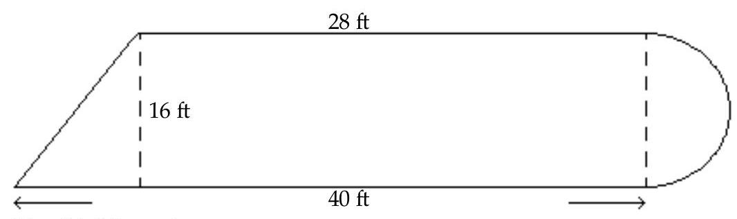  Find area of figure. Round to the nearest hundredth if necessary. -  (Use 3.14 for  \pi .)  A)   744.96 \mathrm{ft}^{2}  B)   740.48 \mathrm{ft}^{2}  C)  Not enough data D)   644.48 \mathrm{ft}^{2}