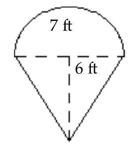  Find area of figure. Round to the nearest hundredth if necessary. -  (Use 3.14 for  \pi .)  A)   59.47 \mathrm{ft}^{2}  B)  Not enough data C)   40.23 \mathrm{ft}^{2}  D)   61.23 \mathrm{ft}^{2}