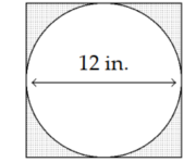  Find the shaded area. -  (Use 3.14 for  \pi .)  A)  36 in.  ^{2}  B)   144 \mathrm{in.}{ }^{2}  C)   113.04 \mathrm{in.}^{2}  D)   30.96 \mathrm{in}^{2}