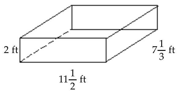  Find the volume. -  A)   84 \frac{1}{3} \mathrm{ft}^{3}  B)   20 \frac{5}{6} \mathrm{ft}^{3}  C)   154 \frac{1}{6} \mathrm{ft}^{3}  D)   168 \frac{2}{3} \mathrm{ft}^{3}