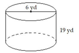  Find the volume of the sphere or the cylinder. Use  \pi=3.14  when needed. Round to the nearest thousandth if necessary. -  A)   2147.76 \mathrm{yd}^{3}  B)   178.98 \mathrm{yd}^{3}  C)   357.96 \mathrm{yd}^{3}  D)   536.94 \mathrm{yd}^{3}