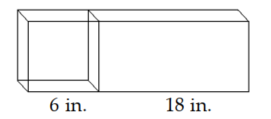  Find the volume of the composite figure. Round to the nearest hundredth if necessary. -Cube and rectangular solid   A)   864 \mathrm{in.}^{3}  B)   144 \mathrm{in.}^{3}  C)  648 in.  { }^{3}  D)  216 in.  { }^{3}