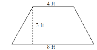 Find the area. Use  \pi \approx 3.14  when needed. -  A)   15 \mathrm{ft}^{2}  B)   36 \mathrm{ft}^{2}  C)   18 \mathrm{ft}^{2}  D)   16 \mathrm{ft}^{2}