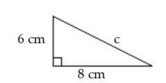  Find the unknown. -  A)   \mathrm{c}=5.3 \mathrm{~cm}  B)   \mathrm{c}=7.0 \mathrm{~cm}  C)   \mathrm{c}=10.0 \mathrm{~cm}  D)   \mathrm{c}=9.0 \mathrm{~cm}