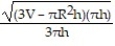  Solve the problem. -Solve the formula V =   \pi    h +     \pi   h for r by writing it in the form a   + br + c = 0 and then using the quadratic formula. A)  r = ±   B)  r = ±   C)  r = ±   D)  r = ±   