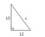 Use the Pythagorean theorem to find the length of the unknown side of the right triangle. Express your answer as a simplified radical. -  A)  9   B)  3   C)  3   D)  9  