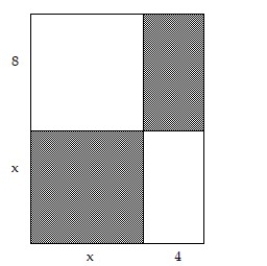 Choose the one alternative that best completes the statement or answers the question. -  Find the total area. A)    + 12 B)    + 32 C)    + 12x + 32 D)    + 8x + 32