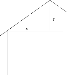 Solve the problem. -  Let x = 24 and y = 6. Find the pitch of the roof. A)  1/6 B)  1/2 C)  1/4 D)  1/3