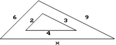 Solve the problem. -Find the missing length in the similar triangles.    A)  x = 11 B)  x = 12 C)  x = 16 D)  x = 4
