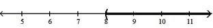  Solve the inequality. Write the solution set in interval notation and graph it. -8t + 6  \ge  7t + 2    A)  (- \infty , 8)    B)  (- \infty , -4]   C)  [-4,  \infty )    D)  ( 8,  \infty )    