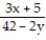 Evaluate the expression using the given values. -  ; x = 3, y =20 A)  4 B)  7 C)  14 D)  19