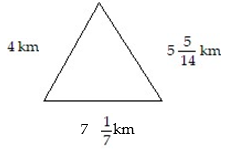 <strong>Solve the problem. -Find the perimeter of the triangle in the figure. </strong> A) 11 km B) 16 km C) 16 km D) 16 km