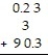 Provide an appropriate response. -Correct and explain the error that a student made when he added 0. 2 3 + 3 + 90. 3 this way:      9 5. 6