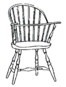 The chair design is called the   A)  Windsor B)  Carver C)  Brewster D)  Queen Anne