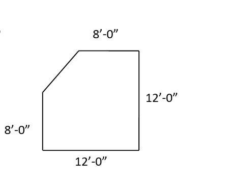 What is the square footage of the space to the right?   A)  96 B)  126 C)  136 D)  144