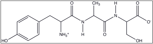 Which one of the representations describes the oligopeptide shown below?   A)  Tyr-Ala-Thr B)  Tyr-Gly-Cys C)  Tyr-Ala-Ser D)  Phe-Gly-Cys E)  Phe-Ala-Thr