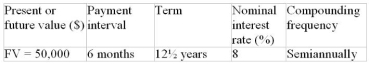 Calculate the periodic payment for the following ordinary annuity.  