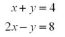Use the graphical method to solve the following pair of equations.  