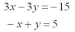 Solve the following set of equations graphically:  <div style=padding-top: 35px> 