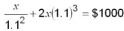 Solve the following equation accurate to the cent:  