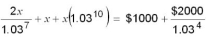 Solve the following equation accurate to the cent:  