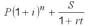 Evaluate accurate to the cent:   for P = $2500, i = 0.1025, n = 2, S = $1500, r = 0.09,   and .
