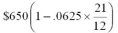 Evaluate   A)  $1137.39 B)  $721.09 C)  $578.91 D)  $446.88 E)  $576.06