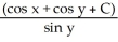 Find the general solution of the differential equation   =   . A)  y =   B)  y =   C)  y =   D)  y =   E)  y =  