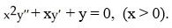Find the general solution of the differential equation   A)  y = Ax cos(ln x)  + Bx sin(ln x)  B)  y = A cos(2ln x)  + B sin(2ln x)  C)  y = A cos(ln x)  + B sin(ln x)  D)  y = Ax + Bx ln x E)  y = Ax cos x + Bx sin x