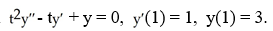Solve the initial-value problem   A)  y = 3t - 2t ln t B)  y = 4t - 3t ln t C)  y = 3t + 2t ln t D)  y = 3t + 2 ln t E)  y = 3t - t ln t