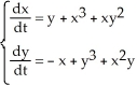 Show that the fixed point at the origin for the autonomous system   is unstable.